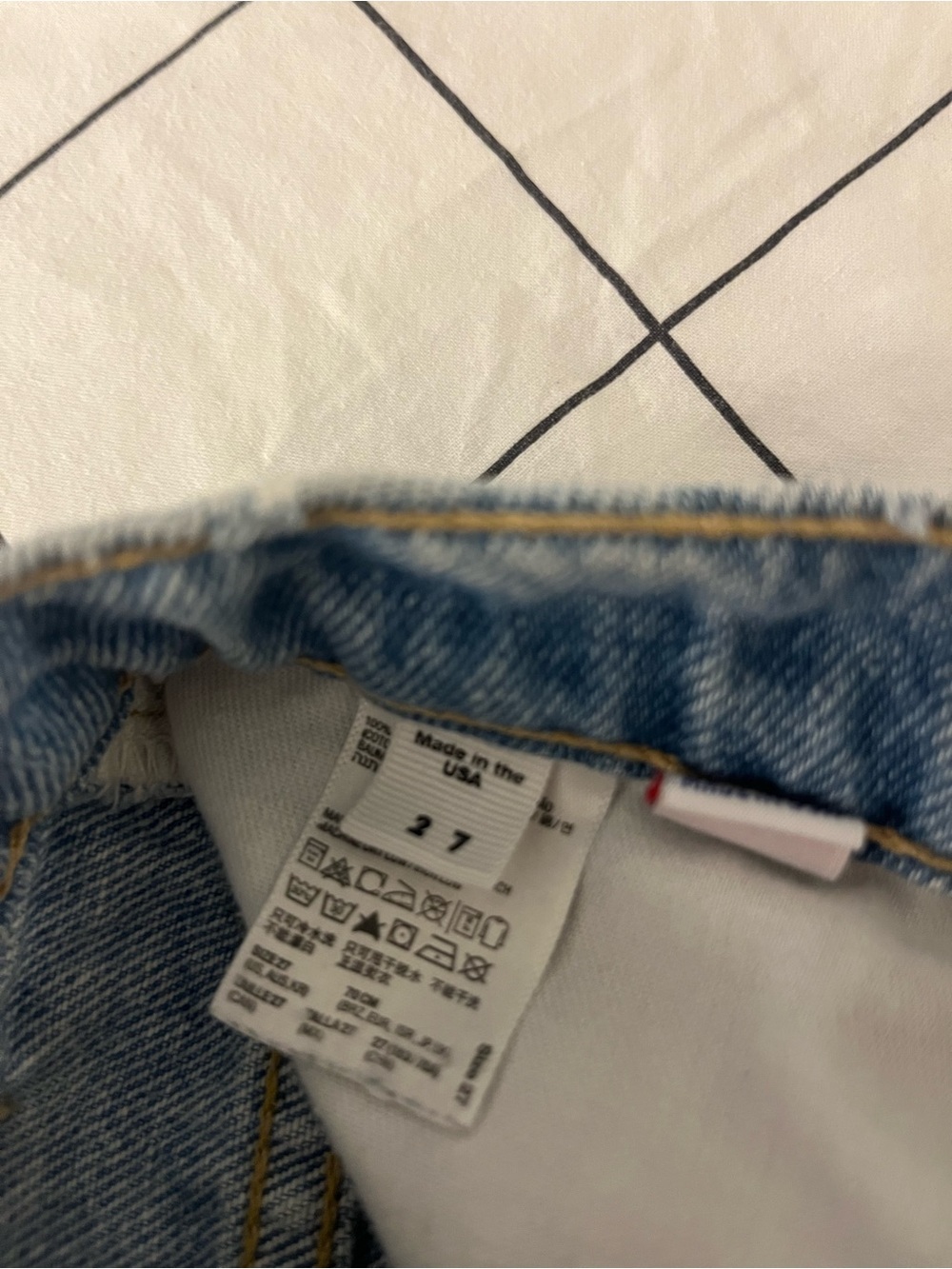 American Apparel Medium Blue High-Waist Rolled Hem Denim Shorts - Picture 3 of 3